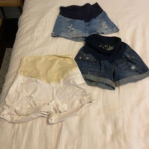 Maternity Jean Shorts Pink Blush and Luxe Lot of 3